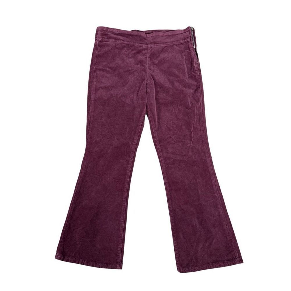 Free People Pants Purple Velvet In My Feelings Crop Flare Side Zip Sz M NWT